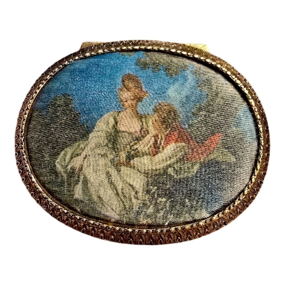 Vintage King Louis XV Francois Boucher 4 Seasons Lovers Golden Windup Music Box